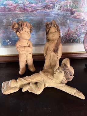 Lee Bortin Originals Vintage Clay Figurines - Set of 3 Children Sculptures
